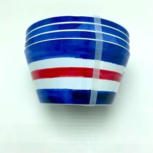 NEW Nautica Set of 4 Bowls Striped 100% Melamine